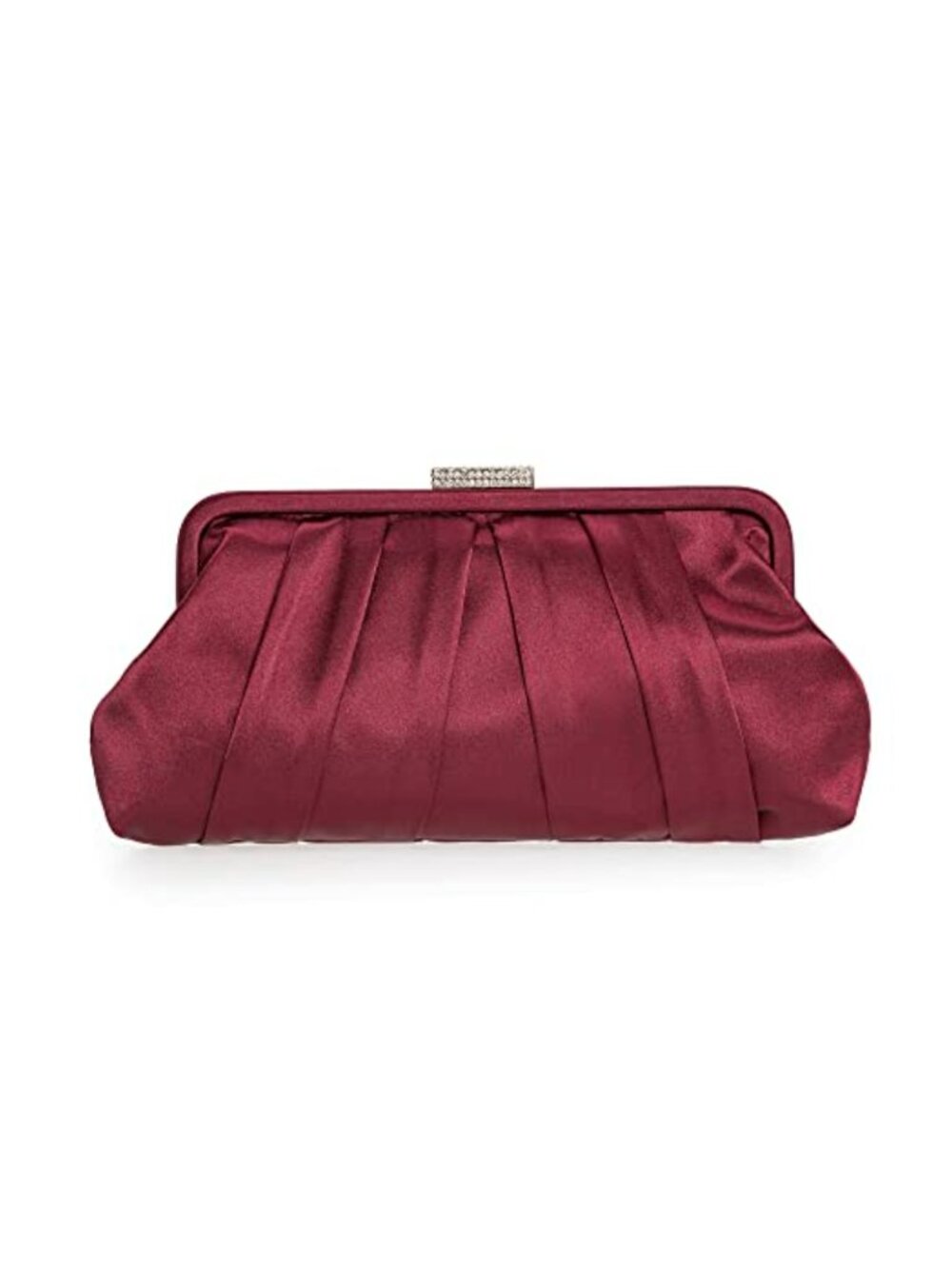 Pleated Satin Clutch Bag Diamante Embellished Formal Handbag Wedding Prom